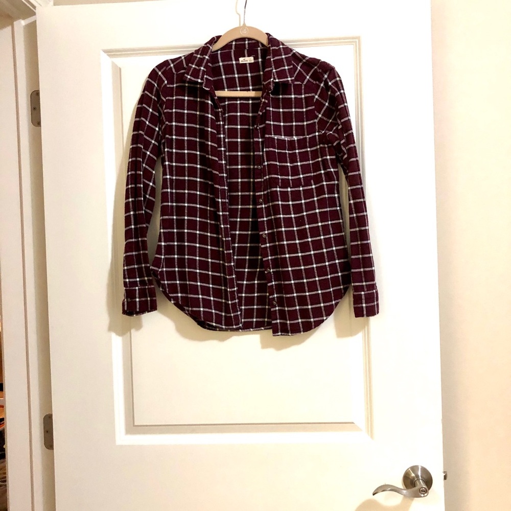 Burgundy Plaid Button Down